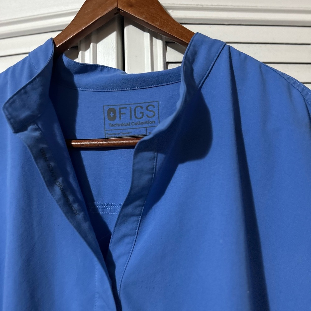 Figs Blue Casual Button Down Shirt